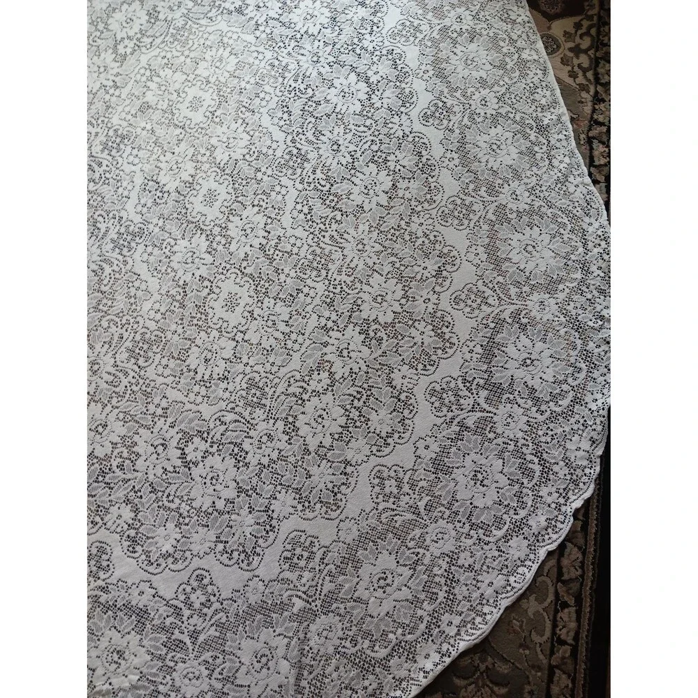 Vintage Oval Lace Tablecloth 63 X 86 Granny core, cottage core #3